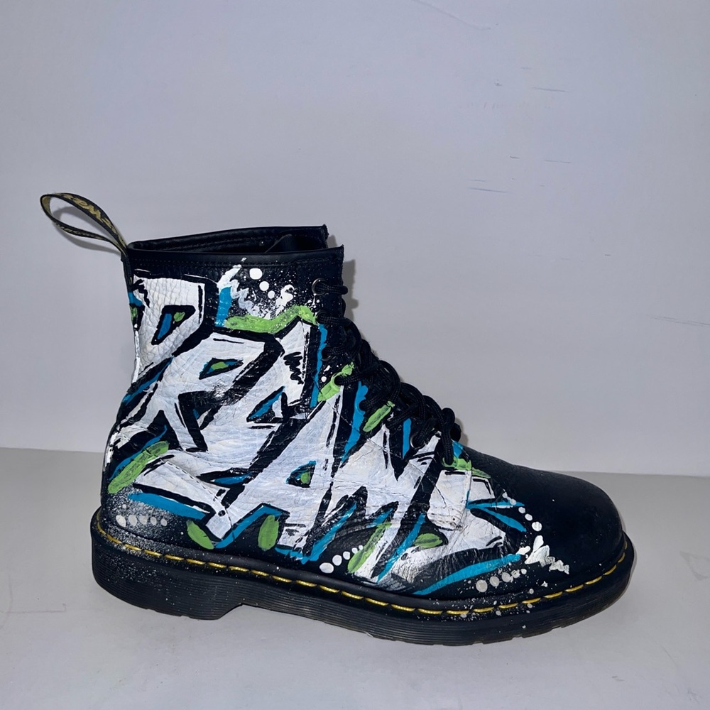 “Wild Dreams” graffiti hand-painted Dr. Martens